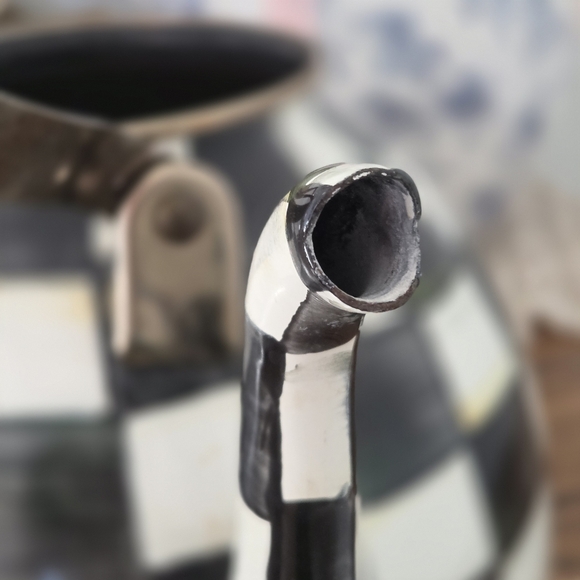 Mackenzie-Childs Courtly Check Tea Pot *damaged* - Picture 3 of 7